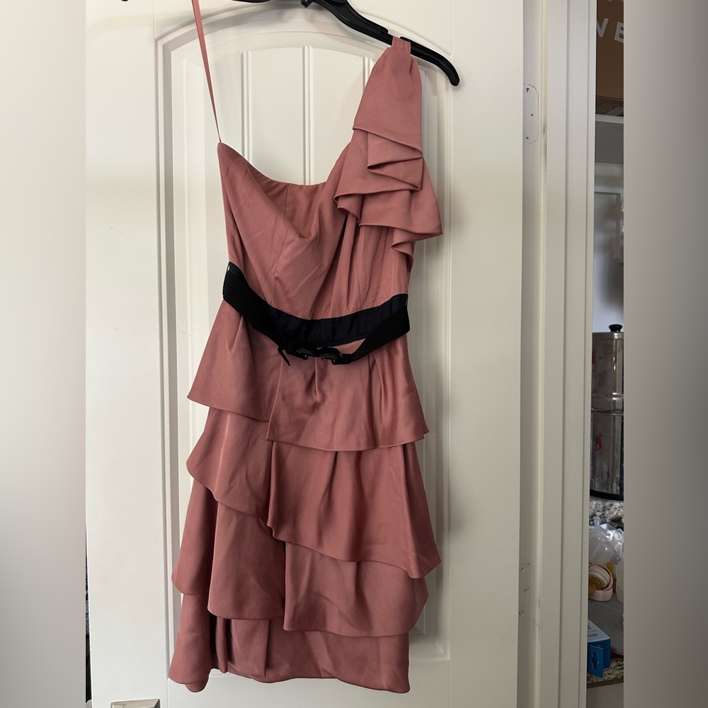 BCBGMaxAzria Pink One Shoulder Cocktail Dress